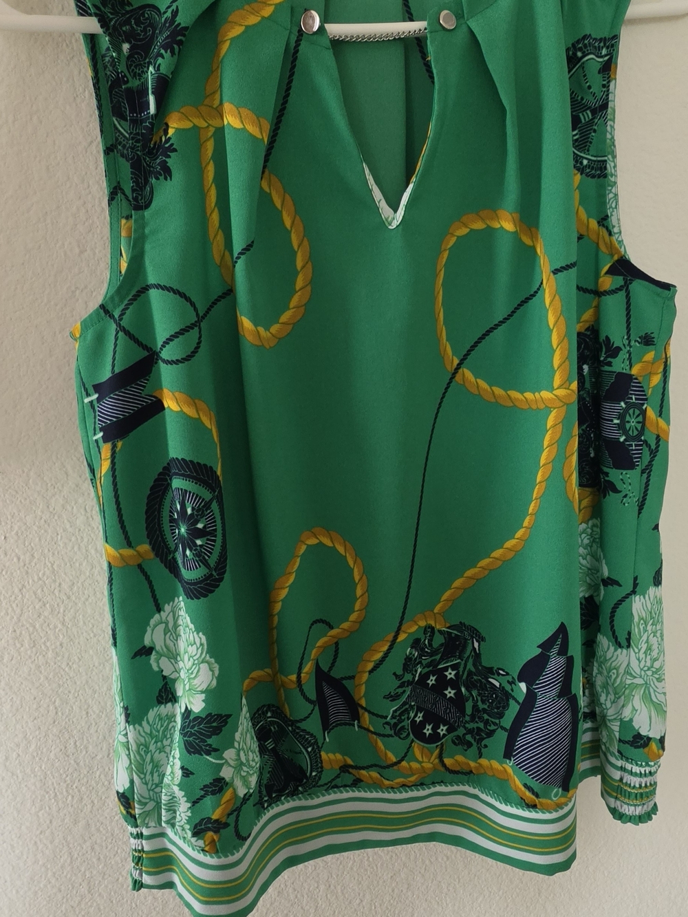 Avenue Green Nautical Rope-Print Sleeveless Top